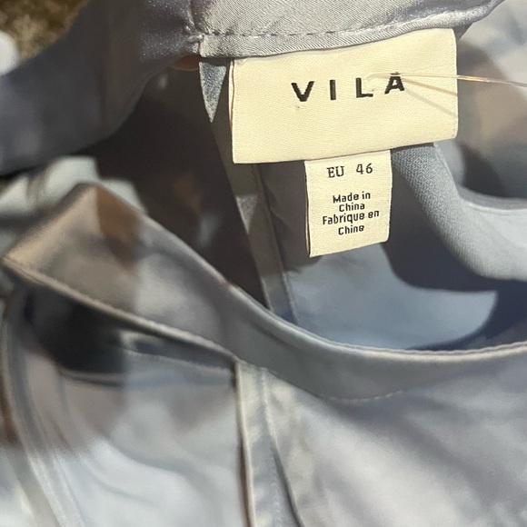 Vila Bridesmaid Maxi Halterneck Dress large size 10 blue satin semi formal - Picture 5 of 5